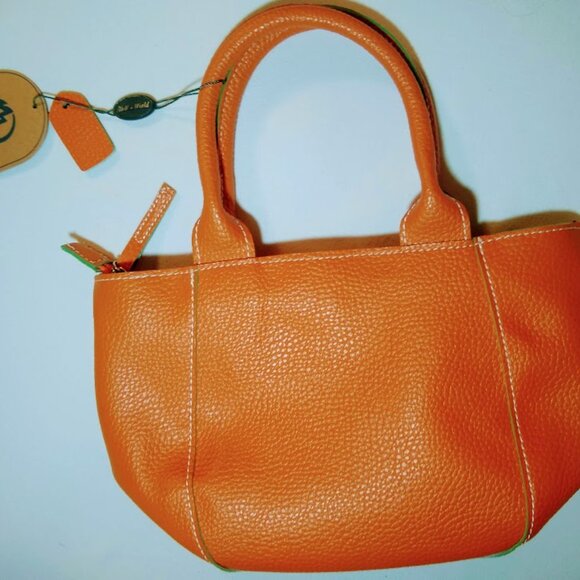 NWT  Mellow World  Orange + Pink flowers   small tote bag - Picture 2 of 11